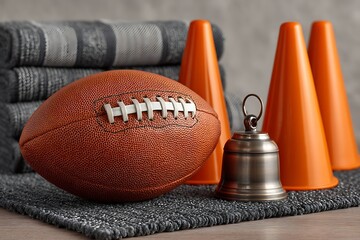 Training cones with football and whistle equipment Images