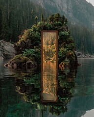 Unique surreal scene door to wilderness high resolution picture
