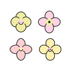 Orchid flower icon. Set of 4 geometric shape for decorating packaging and perfumes.