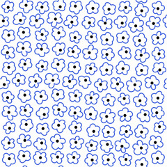 Seamless flower pattern. Geometric stylized flowers in groovy naive style.