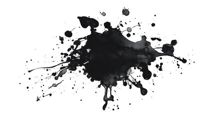 Abstract black ink splash on a white background. dynamic fluid motion and artistic expression. suitable for creative projects. design elements. or background textures
