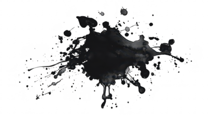 Abstract black ink splash on a white background. dynamic fluid motion and artistic expression. suitable for creative projects. design elements. or background textures