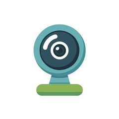 Webcam Illustration Isolated on White Background Depicting Online Communication Technologies and Digital Interactions