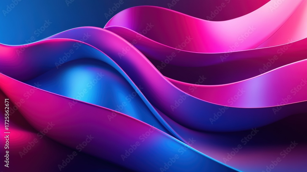 Aufkleber a vibrant abstract design featuring smooth, flowing waves in shades of pink and blue, creating a dyn
