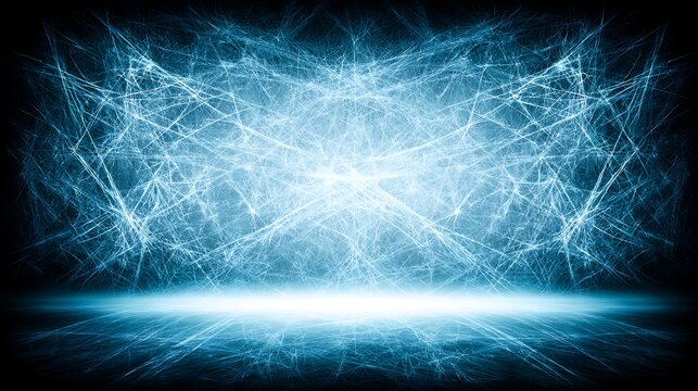 Abstract Blue Electric Energy Network on Dark Background for Technology Concept
