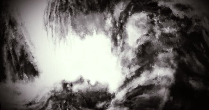 Evil savage man attacks frightened beauty girl 2D animation. Pretty woman scared by maniac. Gloomy freak laughs. Animated short film in horror genre. Panic and aggression. Creepy 4K video clip. 