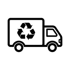 Recycling truck icon silhouette vector illustration