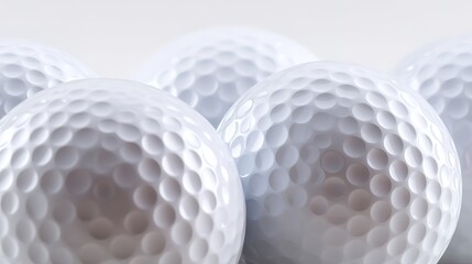 Closeup Golf Balls on White, f/8.0 Focus, Even Lighting, and Minimalist Feel.