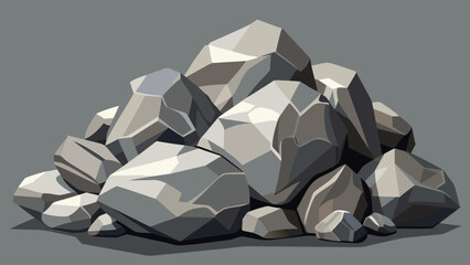 Pile of jagged gray rocks with sharp edges and shadows