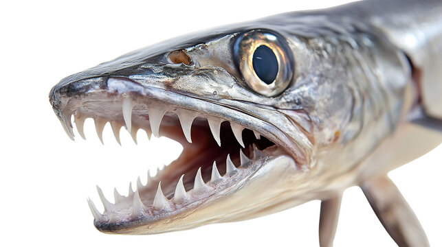 Striking king Mackerel on white