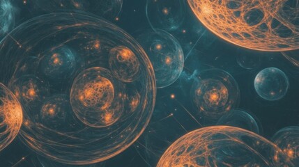 Dynamic molecular structures abstract universe digital art cosmic environment aerial view science concept