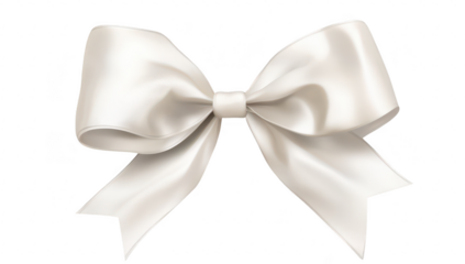 A beautifully crafted white satin bow with elegant loops and tails. set against a transparent background. ideal for gift wrapping or decorative purposes