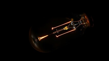 Naklejka premium Abstract glowing light bulb symbolizing innovation against a dark atmospheric backdrop.