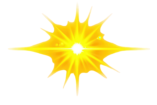 Bright Yellow Starburst Light Effect on Transparent Background
