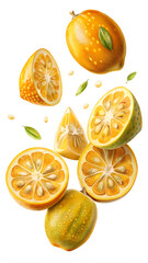 Artistic Still Life of Lulo Fruit in Various Sections and Arrangements