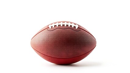 An American football isolated on a clean white background with sharp focus.