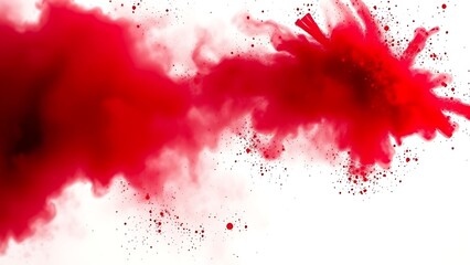 Vibrant red powder suspended in mid-air, capturing the dynamic energy of festive celebrations.