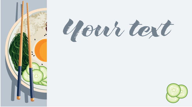 A striking vector banner for Asian cuisine promotion. It features a delicious vector illustration of a classic dish on one side and dedicated space for your custom text on the other. 