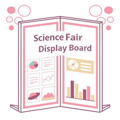 Science fair display board with charts and graphs