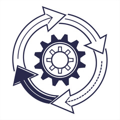 Minimal flat vector icon of rotating arrows in a circular motion