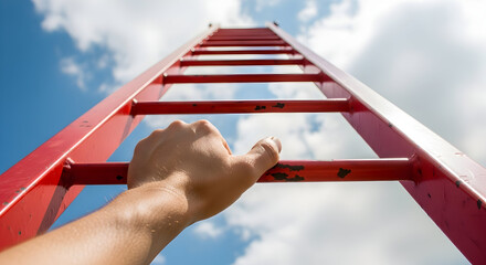 Reaching for the sky success ambition goals achievement climb ladder progress growth opportunity future aspiration dreams motivation inspiration pathway journey steps upward movement