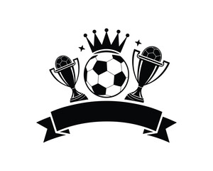 Soccer trophy crown and ribbon emblem football illustration
