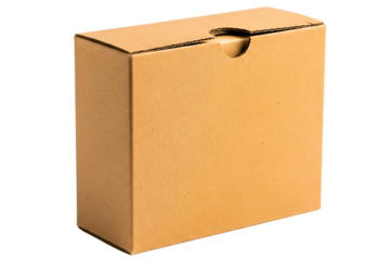 Small closed brown cardboard box for packaging and shipping isolated with transparent background