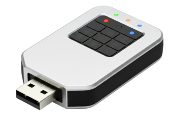 Secure USB flash drive with keypad for password protection isolated with transparent background