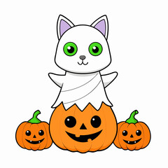 halloween pumpkin with cat