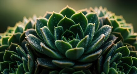 Fototapeta premium Close-up macro shot of a lush green succulent plant showing intricate leaf patterns