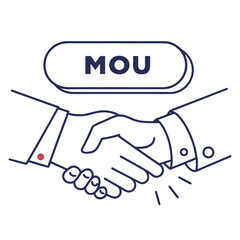 Business partners shaking hands with a memorandum of understanding mou agreement concept illustration