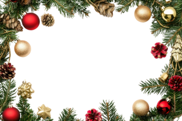 PNG Printable christmas frame gold red decorations.
