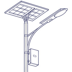 Obraz premium Modern solar powered street lamp with integrated panel and light fixture on a pole