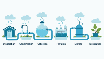 Diagram illustrating the urban water treatment cycle