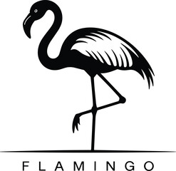 Stylized Flamingo Silhouette Vector with Serif Text. Elegant Flamingo Illustration for Branding and Decor.