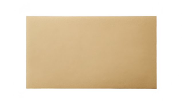 A plain. unmarked brown envelope resting on a clean. white surface. ideal for mailing documents or small items. simplicity and versatility in office supplies