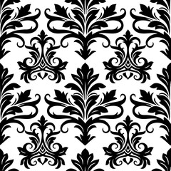 Seamless Botanical Floral Pattern &ndash; Colorful Decorative Flower and Leaf Background Seamless Abstract Wave and Circle Pattern &ndash; Modern Black and White Decorative Background Seamless Ornamental Swirl an