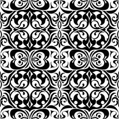 Seamless Botanical Floral Pattern &ndash; Colorful Decorative Flower and Leaf Background Seamless Abstract Wave and Circle Pattern &ndash; Modern Black and White Decorative Background Seamless Ornamental Swirl an