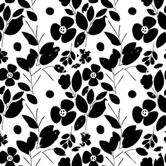 Seamless Botanical Floral Pattern &ndash; Colorful Decorative Flower and Leaf Background