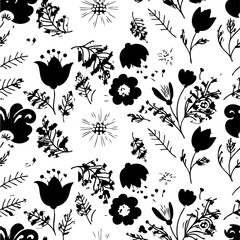 Seamless Botanical Floral Pattern &ndash; Colorful Decorative Flower and Leaf Background