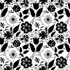 Seamless Botanical Floral Pattern &ndash; Colorful Decorative Flower and Leaf Background