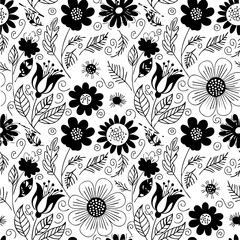 Seamless Botanical Floral Pattern &ndash; Colorful Decorative Flower and Leaf Background