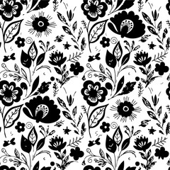 Seamless Botanical Floral Pattern &ndash; Colorful Decorative Flower and Leaf Background