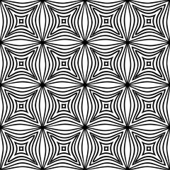 Seamless Abstract Wave and Circle Pattern &ndash; Modern Black and White Decorative Background Seamless Ornamental Swirl and Leaf Pattern &ndash; Elegant Black and White Decorative Background