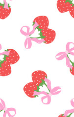 Seamless pattern with cute strawberry.