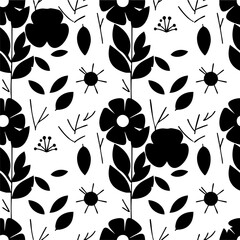 Seamless Botanical Floral Pattern &ndash; Colorful Decorative Flower and Leaf Background