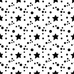 Seamless Abstract Wave and Circle Pattern &ndash; Modern Black and White Decorative Background Seamless Ornamental Swirl and Leaf Pattern &ndash; Elegant Black and White Decorative Background