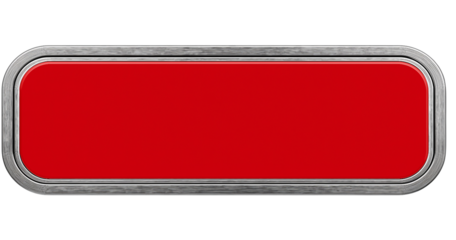 Red Rectangular Button With Brushed Metal Frame rectangle isolated on a transparent background