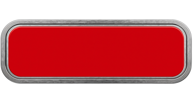 Red Rectangular Button With Brushed Metal Frame rectangle isolated on a transparent background