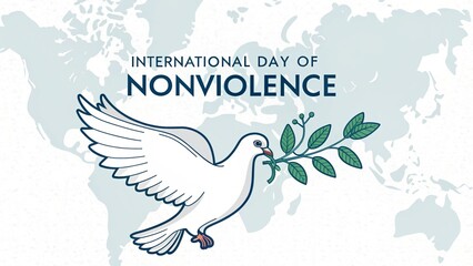 International Day of Non-Violence poster with dove and olive branch
